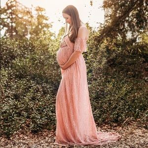 Pink Carnation Lace Maternity Dress
